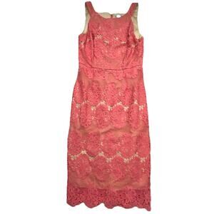 Antonio Melani Dress Womens Size 8 Coral Lace Sheath Sleeveless Zip Lined